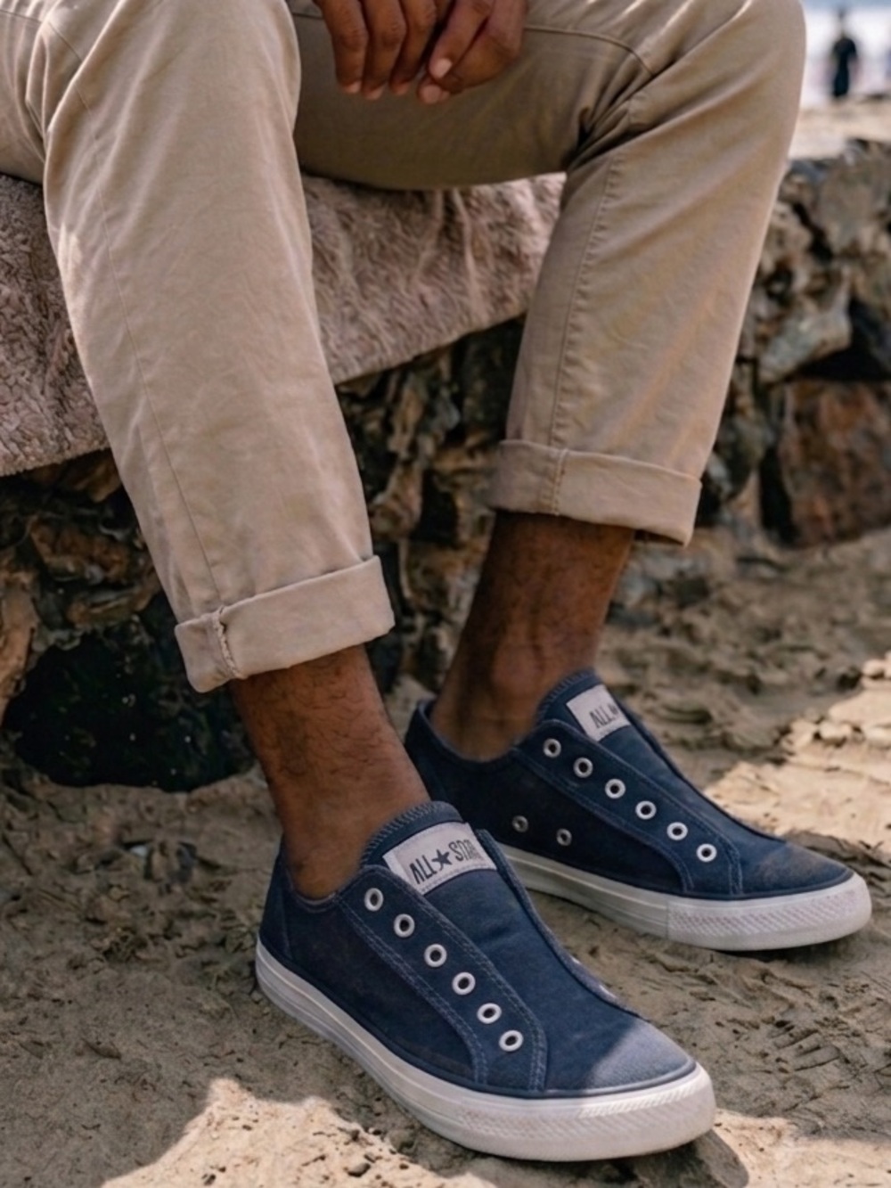 🌸Host Pick🌸 Converse All Star 8 men, 10 women Navy and white vented mesh no lace